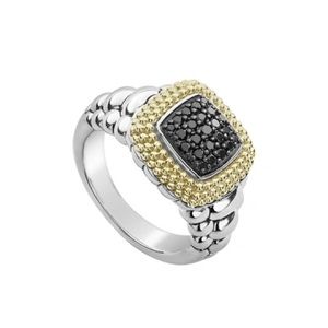 Lagos Lux ring with black diamonds